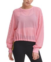 DKNY Womens Activewear Sport Long-Sleeve Mesh Top Size Medium Color Bubblegum - £39.96 GBP