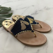 Jack Rogers Womens Flat Sandals Size 7 Brown Gold Denim Tassel Embroidered - $659.42 MXN
