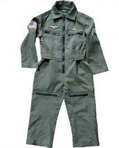 Youth Top Gun Flight Suit Size Youth M Green Pilot Costume Air Force Military - £19.77 GBP