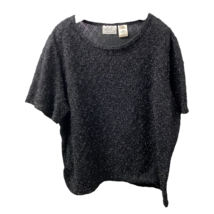 Kathie Lee Womens Blouse Black Textured Short Sleeve Scoop Neck Plus 26W/28W - £9.63 GBP
