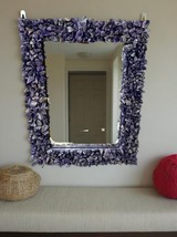 Royal Square Marble Mirror with Amethyst Resin Art | Luxury Bathroom &amp; H... - $261.91+