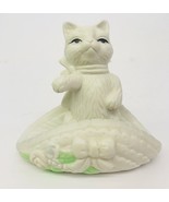 White Cat In Hat Figurine Kitten Green Collector Of Cats 1997 Beautiful ... - £14.12 GBP