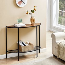 Saygoer Console Table 2 Tier Narrow Entryway Table With Storage, Walnut Black. - £51.09 GBP