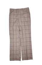 Vintage 80s Wool Plaid Trousers Mens 35x32 Orange Brown Relaxed Straight... - £34.01 GBP