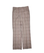 Vintage 80s Wool Plaid Trousers Mens 35x32 Orange Brown Relaxed Straight... - £34.15 GBP
