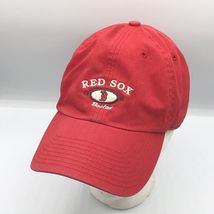 Boston Red Sox B Logo Embroidered Spell Out Red Strapback Hat 100% Cotto... - $34.15 CAD