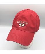 Boston Red Sox B Logo Embroidered Spell Out Red Strapback Hat 100% Cotto... - $34.15 CAD