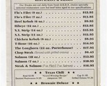 Longhorn Steaks Restaurant &amp; Saloon Menu Kingston Pike Knoxville Tenness... - £14.03 GBP