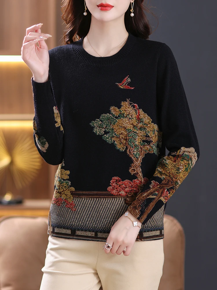 Print s Autumn Spring Soft O Neck Knit Pullover Pulls Femme Korean  Casual Jumpe - £205.61 GBP