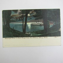 Postcard Boat Moonlight Lake George NY at Fort William Henry Hotel Antiq... - $29.99