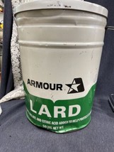 Vintage Huge 50 Pound Tin Armour Lard Green White Arizona 12”x16” Damaged - $9.90