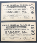 Lot of two (2) Vintage Maine Central Railroad MEC Bangor Coaches Ticket - £7.49 GBP