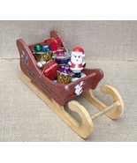 Handmade Bobble Santa In Sleigh Christmas Kitsch Whimsical Holiday Funny... - $14.85