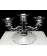 Purple Tinted Glass 3 Taper Candle Holder, Leaf Scroll Arms, Scalloped N... - £23.05 GBP