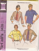 McCALL&#39;S PATTERN 3439 SIZE 40 MEN&#39;S DRESS AND SPORT SHIRT WARDROBE - $3.00