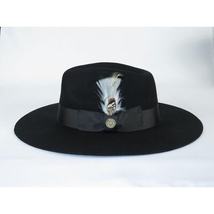 Mens Hat By BRUNO CAPELO Australian Wool Wide Brim Fedora Duke DU720 Black image 3