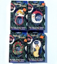Vintage Neon Christmas Tree Ornaments Opteon D’Lites Set Of 4 Light Up RARE 1994 - £110.12 GBP