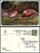 Vintage THANKSGIVING Postcard - Embossed Turkeys M3 - $2.96