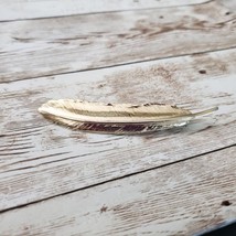 Vintage Brooch / Pin Large Gold Tone Feather (Repair Needed) - £6.28 GBP