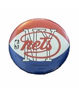 Vintage 70s New York Nets Button Pin NBA 3.5&quot; Wide Made in USA - $27.44 CAD