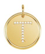 Unisex 14k Yellow Gold 0.07CTW White Diamond Initial T Pendant - $1,032.00