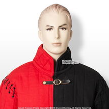 Black Red Gambeson Type I Medieval Padded Armour Coat SCA Fighting Jacket - $89.98