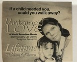 Untamed Love Lifetime Tv Movie Print Ad Vintage Cathy Lee Crosby TPA2 - $5.93