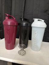 Set Of 3 Velomix 22 OZ Shaker Bottles Red Black White Preowned One Blend... - $9.99