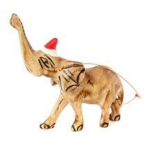 Modern African Santa's Little Elephant Helper Jacaranda Wood Ornament 4 ... - $22.75