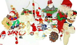 Vintage Christmas Ornaments Lot Of 30 Plastic Wood Dough Ceramic Etc - $15.88