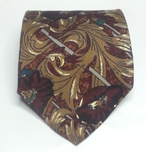 GANT Men Dress Silk Tie 4&quot; wide 60&quot; long paisley brown print Made in USA - £9.51 GBP