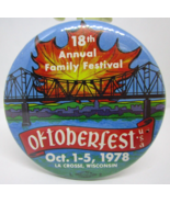 Vintage 1978 Oktoberfest La Crosse Wisconsin WI Beer Fest Pinback Button Pin - $6.92