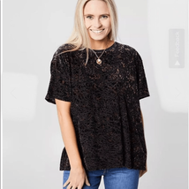 We The Free People Teddy Boxy Top Burnt Velvet Cheetah Combo S - $19.80