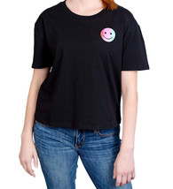 Rebellious One Juniors Smiley Face Graphic T Shirt Size Medium Color Black - £14.14 GBP