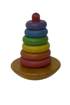 Wooden Roly Poly Stacking Rings Tower Toy - £23.59 GBP