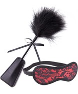 Feather Tickler Blindfold,Feather Whip and Lace Eye Mask,Sleep Mask Fren... - $13.85