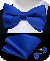 Pre-Tied Bowtie, Hanky, &amp; Cufflinks: Smooth Royal Blue (LH-7024) - $18.99