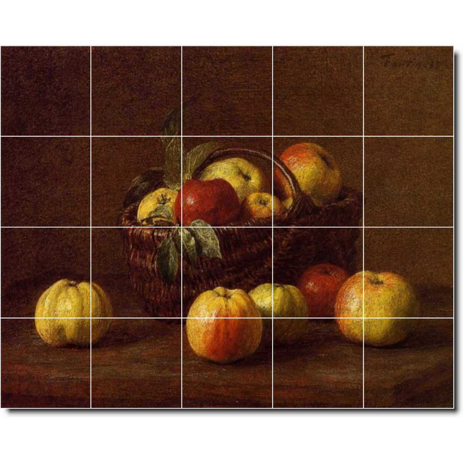 Fantin latour henri apples in a basket on a table