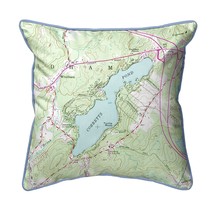 Betsy Drake Cobbetts Pond, NH Nautical Map Large Corded Indoor Outdoor Pillow - £42.80 GBP