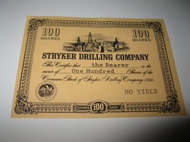 1964 Stocks & Bonds 3M Bookshelf Board Game Piece: Stryker Drilling 100 Shares  - $1.00