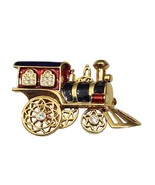 1996 Avon Smithsonian Collection Toy Train Locomotive Enamel GoldTone Br... - $18.19 CAD