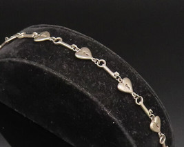 925 Sterling Silver - Vintage Heart Shaped Lock &amp; Key Chain Bracelet - B... - £54.31 GBP