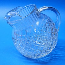 1940s Anchor Hocking Waterford Waffle Clear Glass Ball Pitcher With Ice Lip - £22.79 GBP