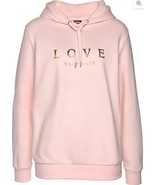 Buffalo Scesa Spalla Stampa&#39; Love Yourself&#39; Felpa con Cappuccio Rosa UK ... - $37.60