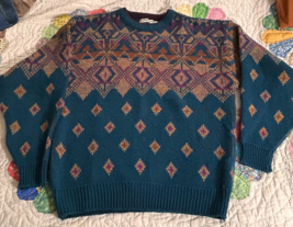 Vintage 80&#39;s  Saturdays oversized Sweater Mens Large L Crew Neck Geometric - $25.00