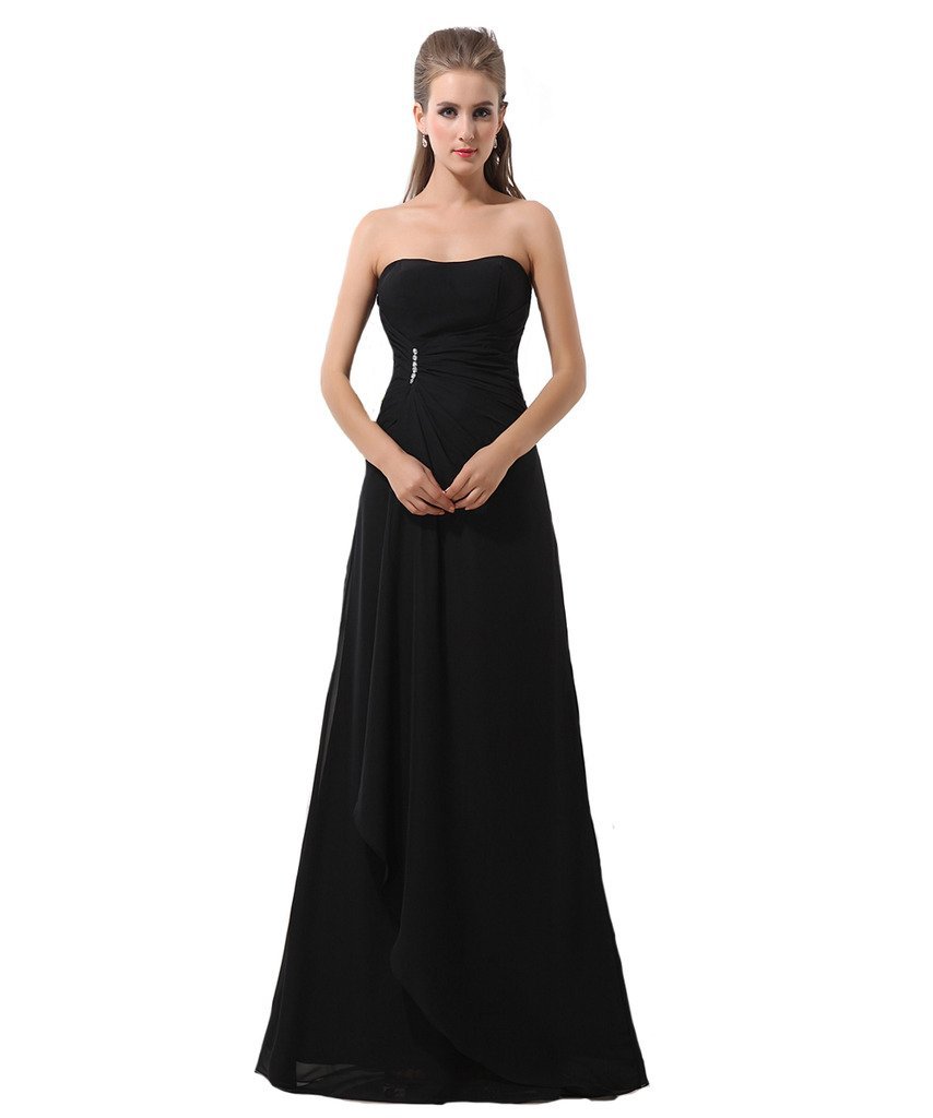 Kivary Women's Long A Line Bridesmaid Dresses Black US 10