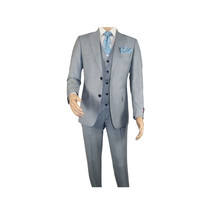 Men Suit BERLUSCONI Turkey 100% Italian Wool Super 180's 3pc Vested #Ber8 Gray image 2