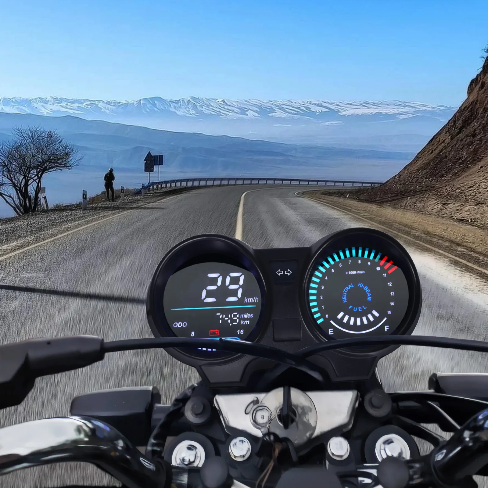 2023NEW Moto Speedometer Dashd Meter Motorcycle Digital LED ODO TRIP Display Wit - $255.84