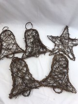 Lot 5 Christmas Rustic Star Bell Twig Wall Hanging Natural Vine Decor Ho... - £30.88 GBP