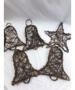 Lot 5 Christmas Rustic Star Bell Twig Wall Hanging Natural Vine Decor Ho... - $53.08 CAD